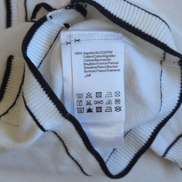 mayoral preppy white cotton knit cardigan sweater with navy trim 1-2 months baby - Picture 5 of 7